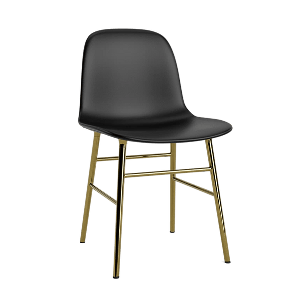 Form Chair Fully Upholstered - Brass - Set of 2 - Normann Copenhagen Chairs - Sorensen Leather Ultra - Black - HORNE