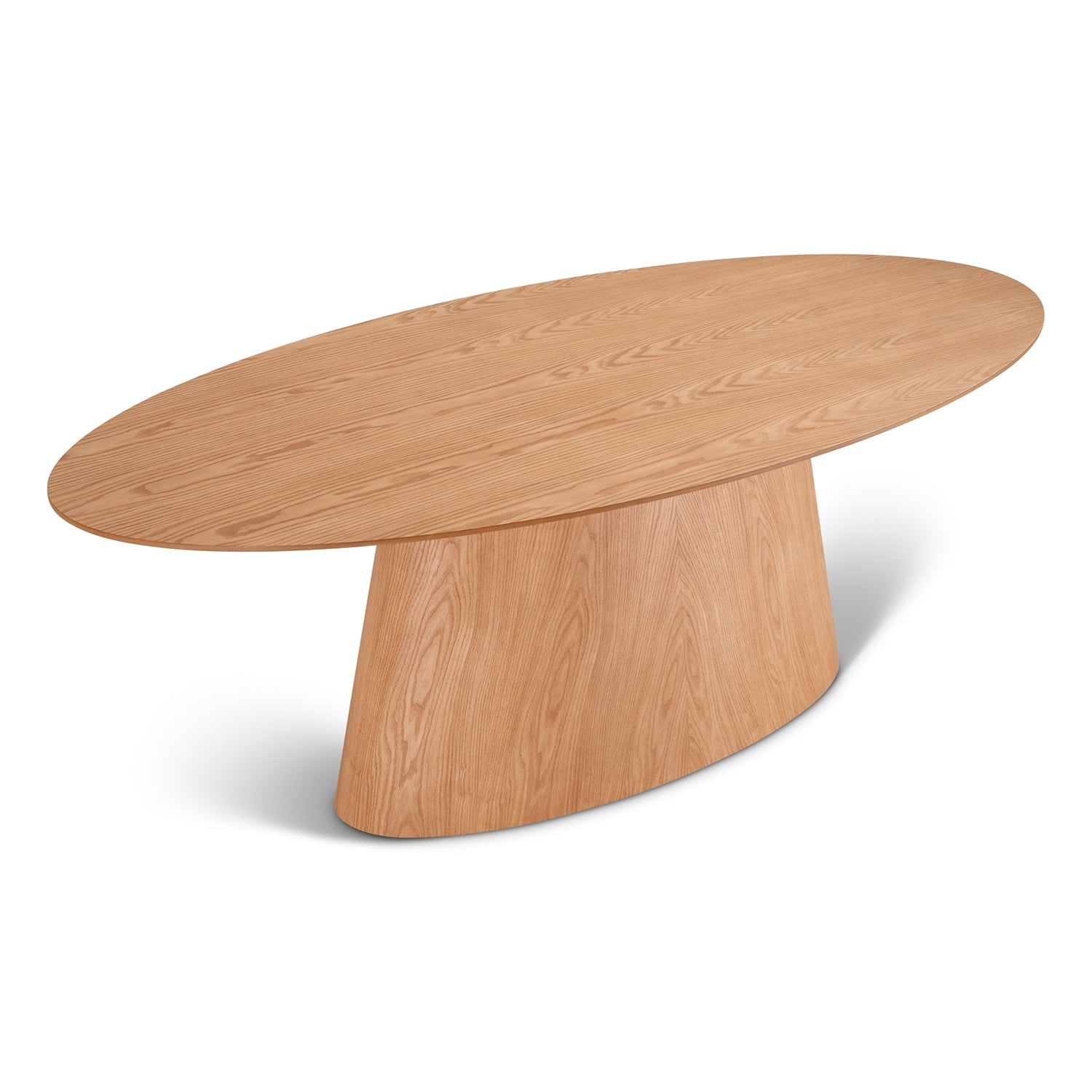 Oval table with warm name finish and conical base