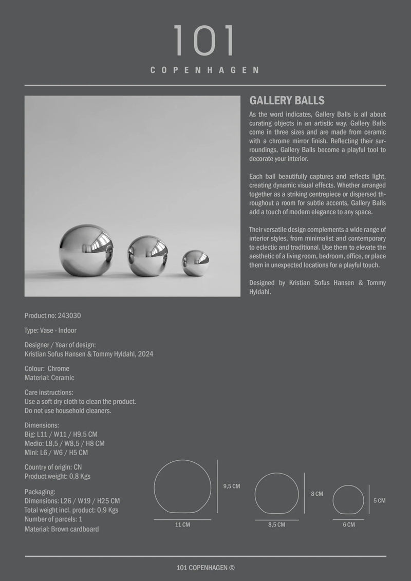 Gallery Balls - Set of 3 - 101 Copenhagen Vases - Chrome - HORNE