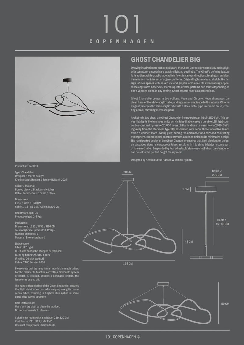 Ghost Chandelier - 101 Copenhagen Lighting - Big - Burned Black - HORNE