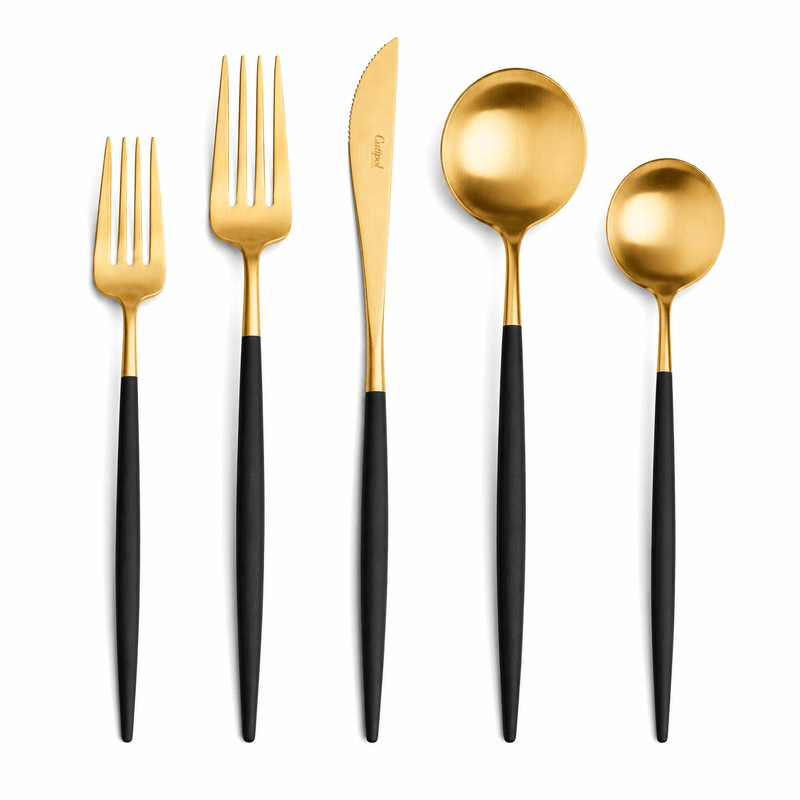 Goa Cutlery - Brushed Gold - Sets - Cutipol - Flatware + Serving Pieces - 24 Piece Setting - HORNE