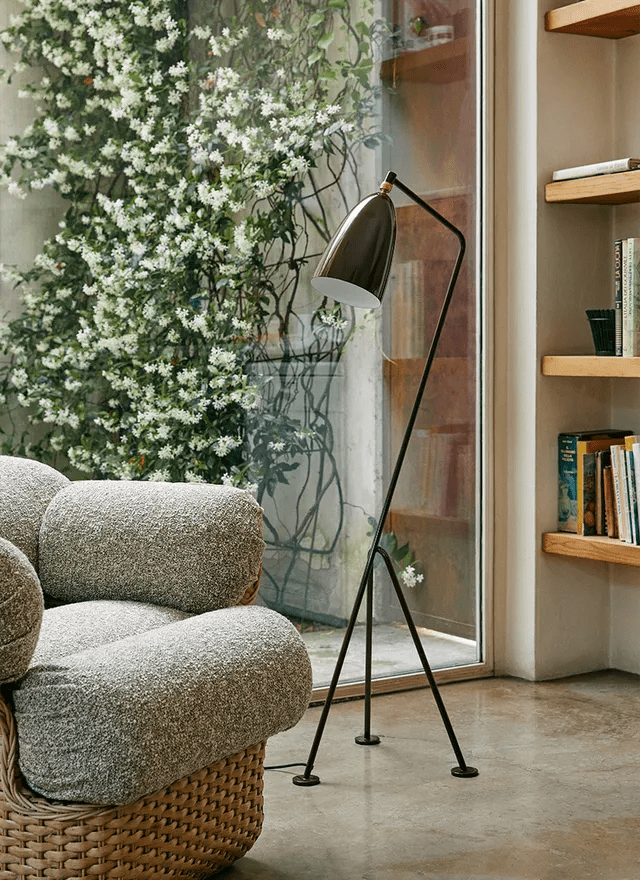 Gräshoppa Floor Lamp - Gubi Floor Lamps - Alabaster White Glossy - HORNE