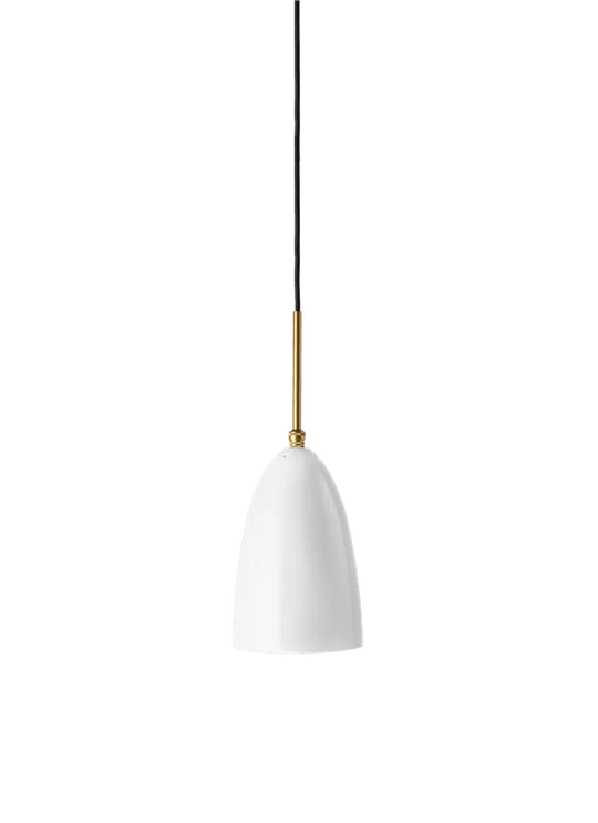 Gräshoppa Pendant - Gubi Pendant Lighting - Brass - Alabaster White Glossy - HORNE