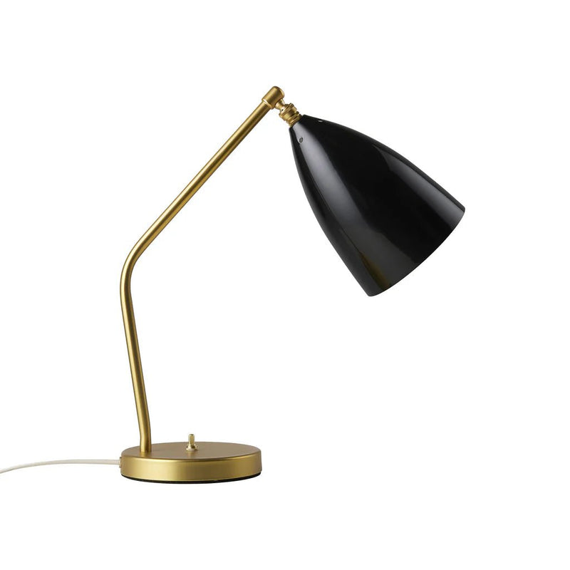 Gräshoppa Table Lamp - Metal Shade - Gubi Table Lamps - Brass - Alabaster White Glossy - HORNE