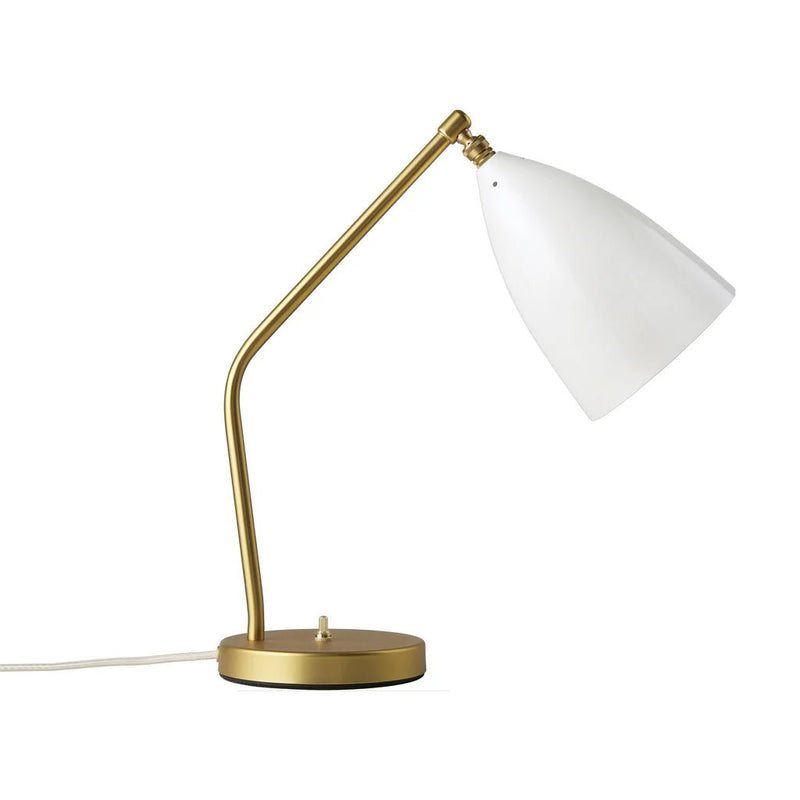 Gräshoppa Table Lamp - Metal Shade - Gubi Table Lamps - Brass - Alabaster White Glossy - HORNE