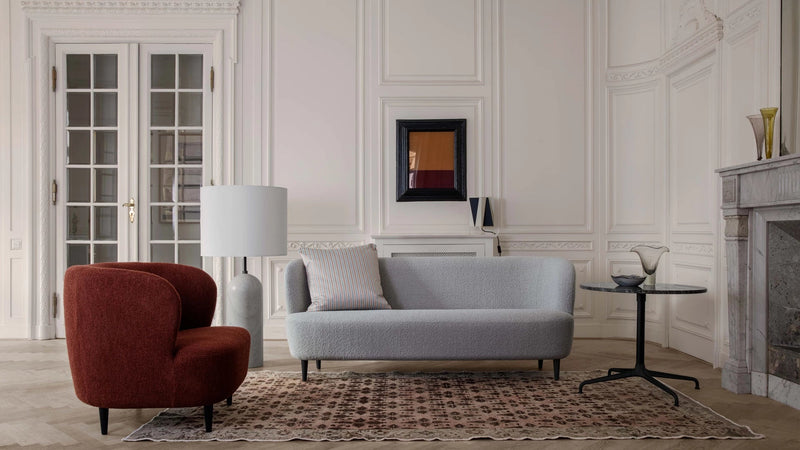 Gravity Floor Lamp - XL High - Gubi Floor Lamps - Grey Marble - White shade - HORNE