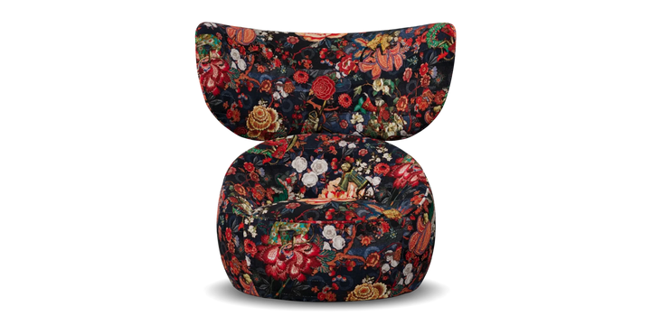 Hana Armchair - Wingback Swivel / Rendezvous Tokyo Blue Velvet Indigo - Moooi