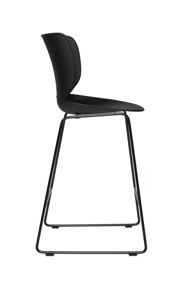 Hana Bar Stool Un - Upholstered Set of 2 - Moooi Stools + Benches + Ottomans - Black - Black - High - HORNE