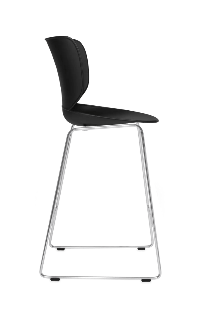 Hana Bar Stool Un - Upholstered Set of 2 - Moooi Stools + Benches + Ottomans - Black - Black - High - HORNE