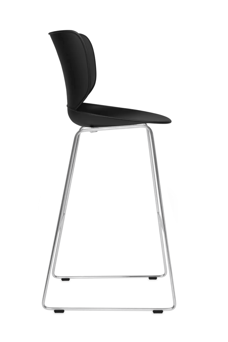 Hana Bar Stool Un - Upholstered Set of 2 - Moooi Stools + Benches + Ottomans - Black - Black - High - HORNE