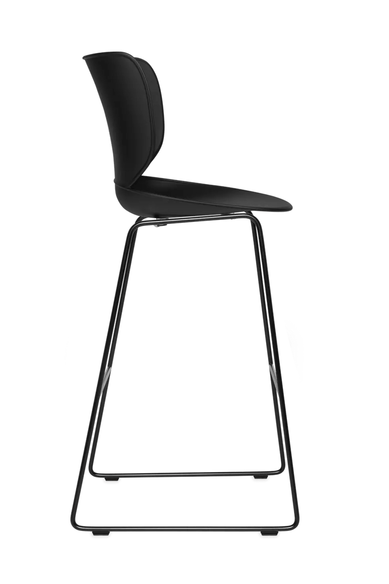 Hana Bar Stool Un - Upholstered Set of 2 - Moooi Stools + Benches + Ottomans - Black - Black - High - HORNE