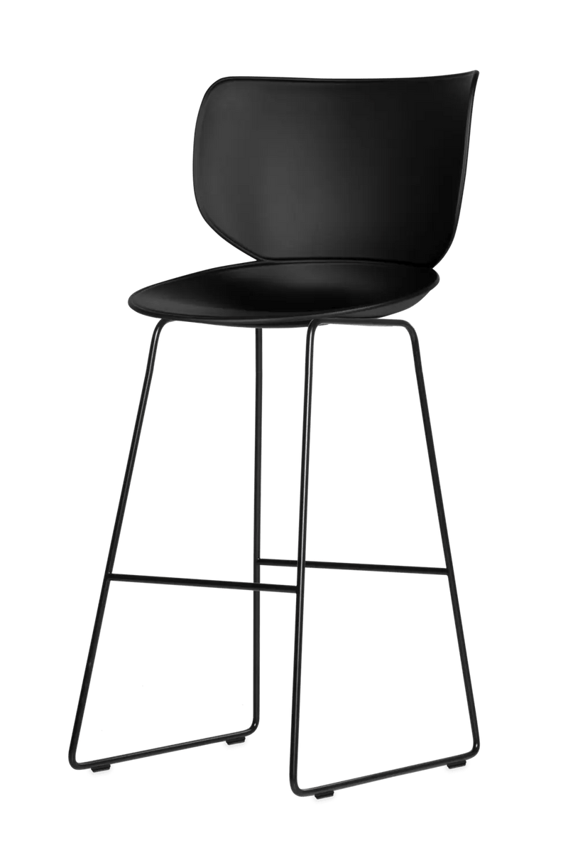 Hana Bar Stool Un - Upholstered Set of 2 - Moooi Stools + Benches + Ottomans - Black - Black - High - HORNE