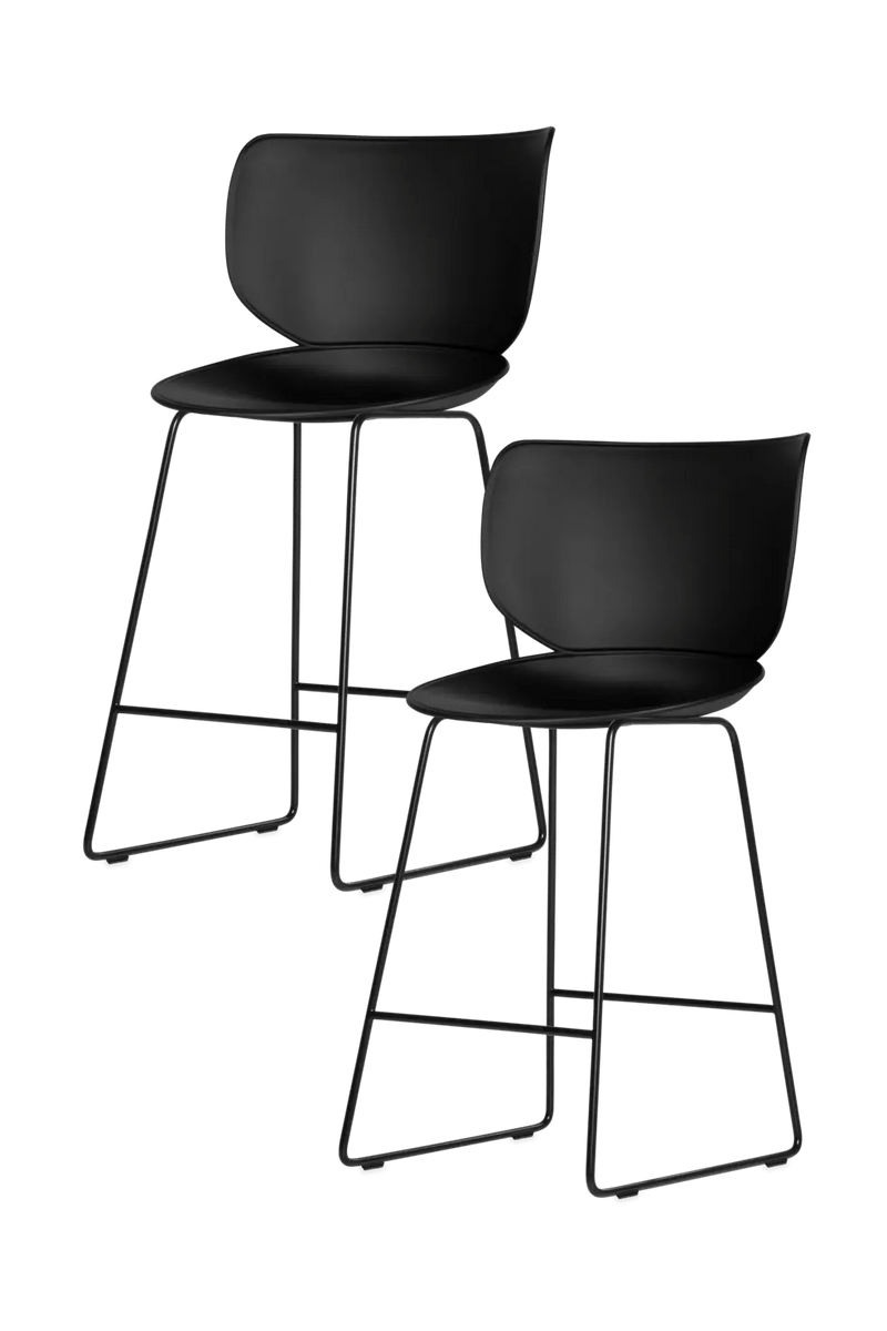 Hana Bar Stool Un - Upholstered Set of 2 - Moooi Stools + Benches + Ottomans - Black - Black - High - HORNE