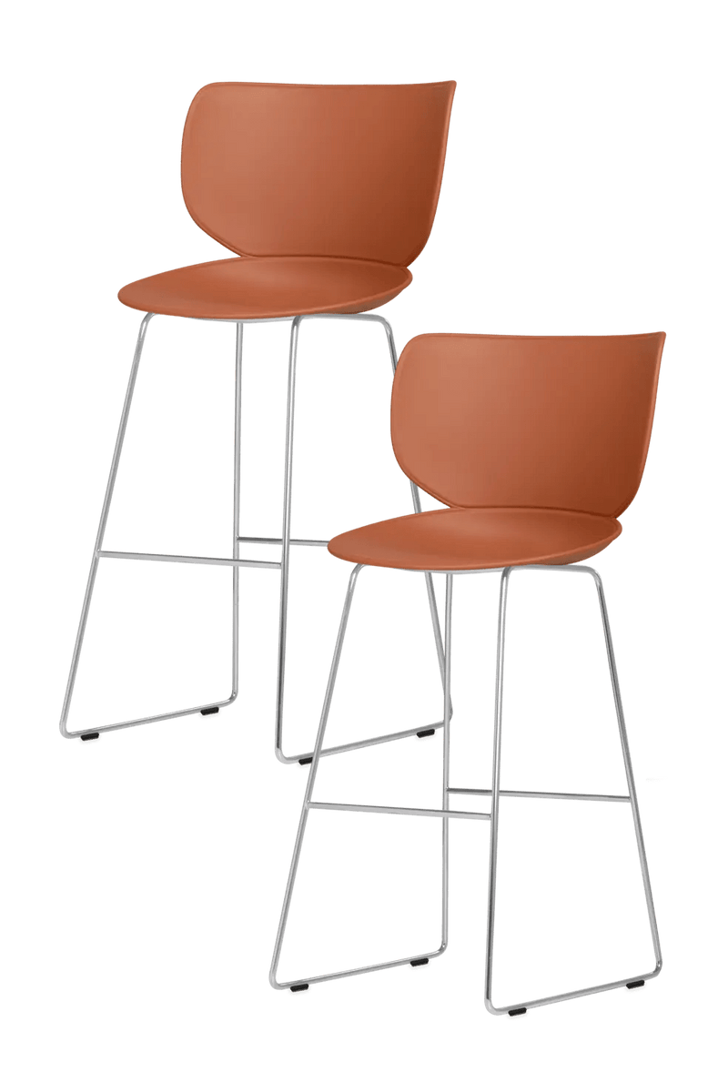 Hana Bar Stool Un - Upholstered Set of 2 - Moooi Stools + Benches + Ottomans - Black - Black - High - HORNE