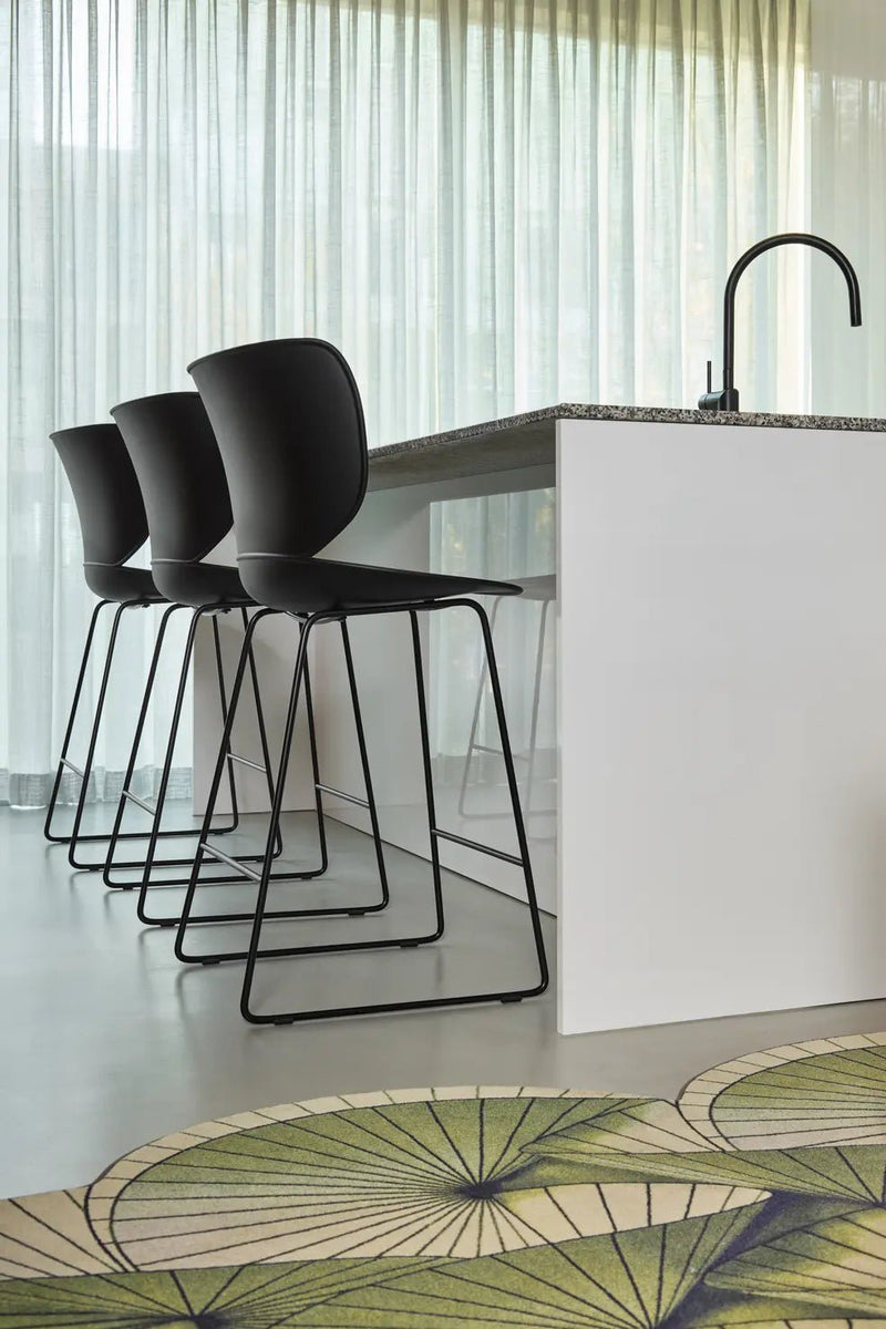 Hana Bar Stool Un - Upholstered Set of 2 - Moooi Stools + Benches + Ottomans - Black - Black - High - HORNE