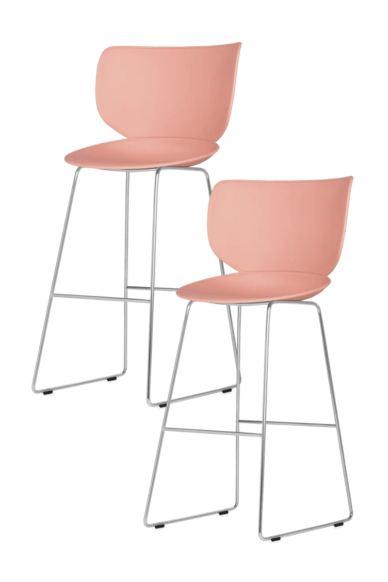 Hana Bar Stool Un - Upholstered Set of 2 - Moooi Stools + Benches + Ottomans - Black - Black - High - HORNE