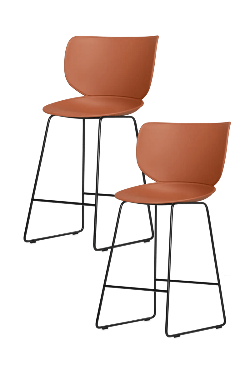Hana Bar Stool Un - Upholstered Set of 2 - Moooi Stools + Benches + Ottomans - Black - Black - High - HORNE
