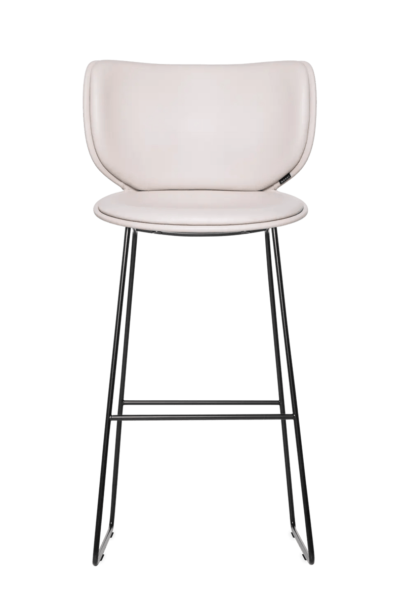 Hana Bar Stool Upholstered - Moooi Stools + Benches + Ottomans - CAT I - Abbracci Taupe - Black - High - HORNE