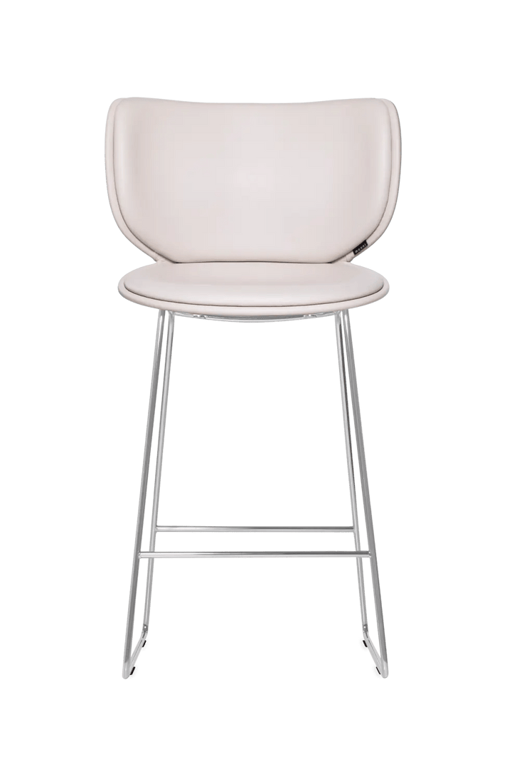 Hana Bar Stool Upholstered - Moooi Stools + Benches + Ottomans - CAT I - Abbracci Taupe - Chrome - Low - HORNE