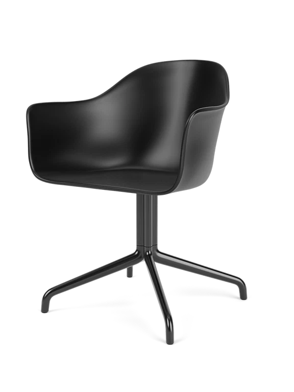 Harbour Armchair - Swivel/Caster Base - Audo Copenhagen Chairs - Swivel Base - Black Steel - Black Shell - HORNE