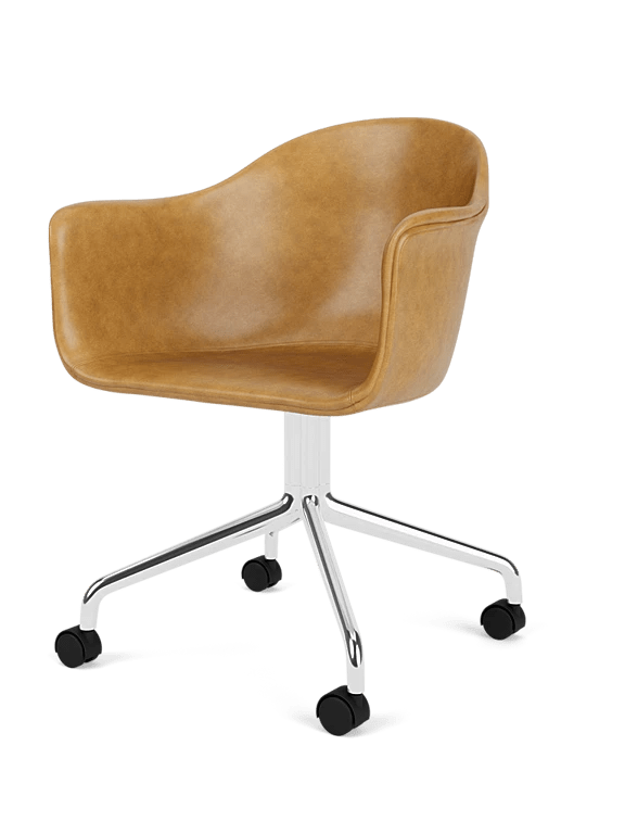 Harbour Dining Chair - Star Base w/Casters - Audo Copenhagen Chairs - Dakar - 0250 - Polished Aluminium - HORNE