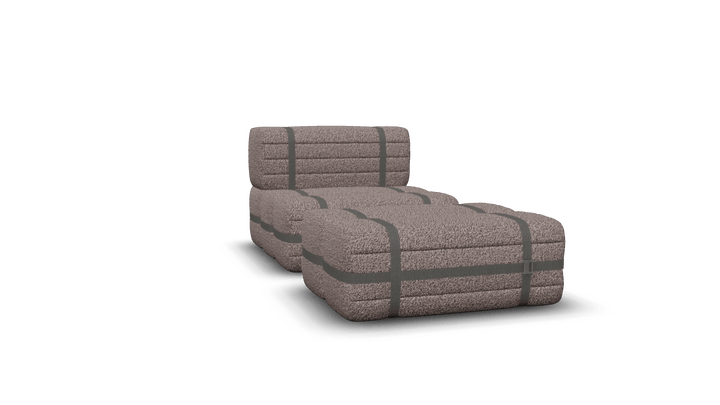 Haybale Lounge Chair with Footstool - Moooi Stools + Benches + Ottomans - Boucle Smoke 19 - HORNE