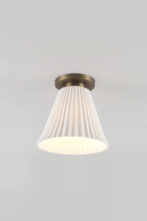Hector Large Pleat Ceiling Light - Original BTC Floor Lamps - Antique Brass - HORNE