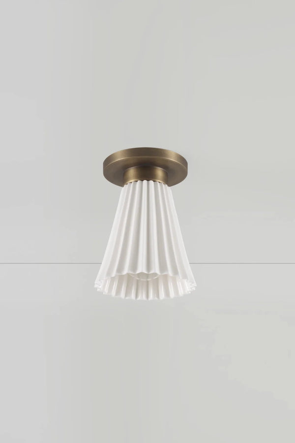 Hector Pleat Medium Ceiling Light - Original BTC Floor Lamps - Antique Brass - HORNE