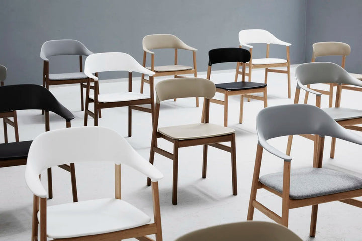 Herit Armchair Upholstery - Normann Copenhagen Dining Chairs - Herit Armchair Upholstery Smoked Oak - Remix White - HORNE