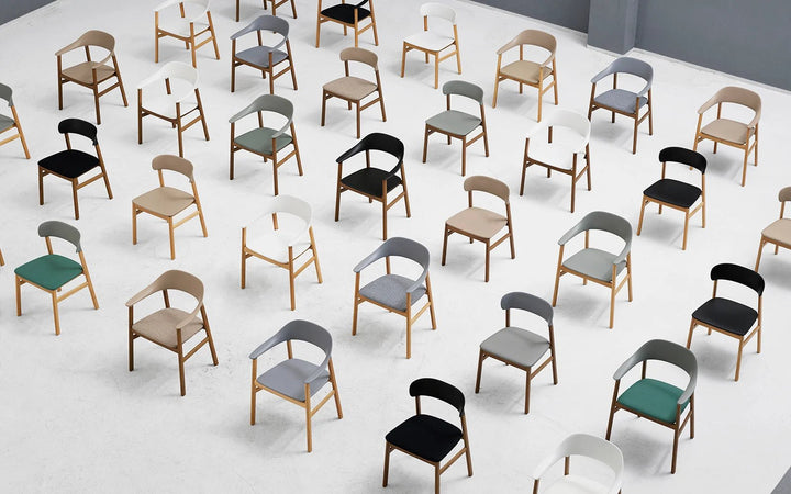 Herit Chair Upholstery - Normann Copenhagen Dining Chairs - Herit Chair Upholstery Smoked Oak - Remix White - HORNE