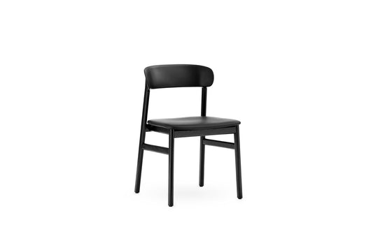 Herit Chair Upholstery - Normann Copenhagen Dining Chairs - Herit Chair Upholstery Black Oak - Spectrum Leather Black - HORNE