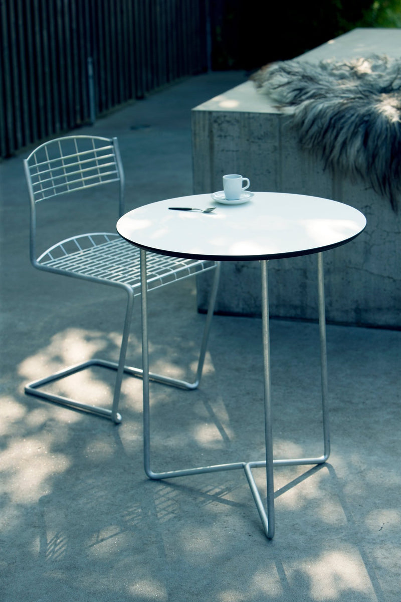 High Tech Table 60 - Grythyttan Stålmöbler - Accent Tables - White Laminate with Hot Galvanized Base - HORNE