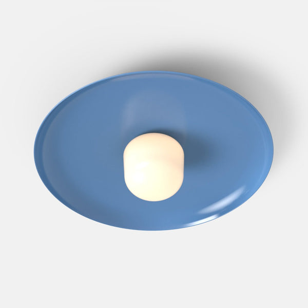 Hoist Flush Mount - Large Shade - RBW Lighting - Blue Gloss - Large Glass Diffuser - 2700K (warm white) - HORNE