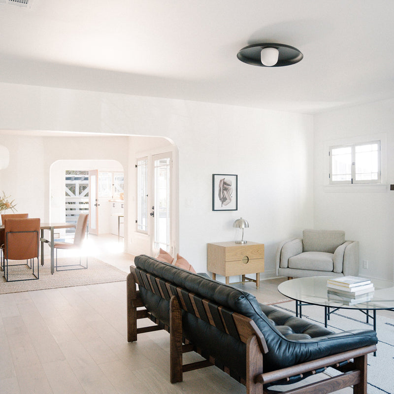 Hoist Flush Mount - Large Shade - RBW Lighting - Cream White - Small Glass Diffuser - 2700K (warm white) - HORNE