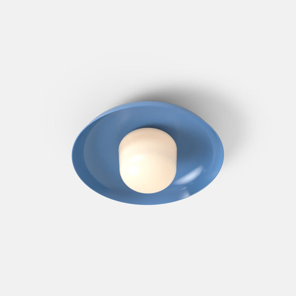 Hoist Flush Mount - Medium Shade - RBW Lighting - Blue Gloss - Large Glass Diffuser - 2700K (warm white) - HORNE