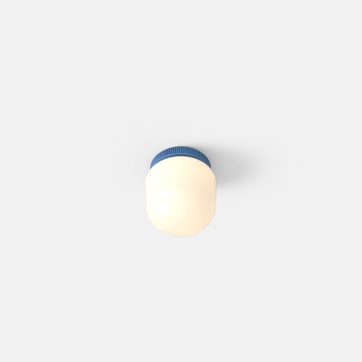 Hoist Flush Mount - No Shade - RBW Lighting - Blue Gloss - Large Glass Diffuser - 2700K (warm white) - HORNE