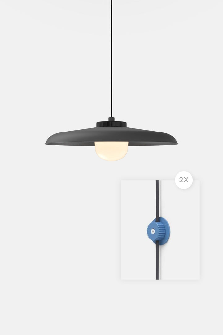 Hoist Pendant Plug - In - Large Glass Diffuser - Large Shade - RBW Lighting - Matte Black - Blue Gloss - 2700K (warm white) - HORNE