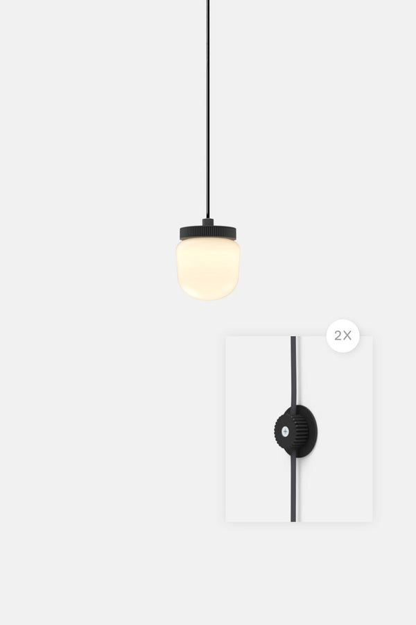 Hoist Pendant Plug - In - Large Glass Diffuser - No Shade - RBW Lighting - Matte Black - Cream White - 2700K (warm white) - HORNE