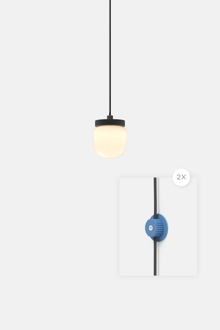 Hoist Pendant Plug - In - Large Glass Diffuser - No Shade - RBW Lighting - Matte Black - Blue Gloss - 2700K (warm white) - HORNE