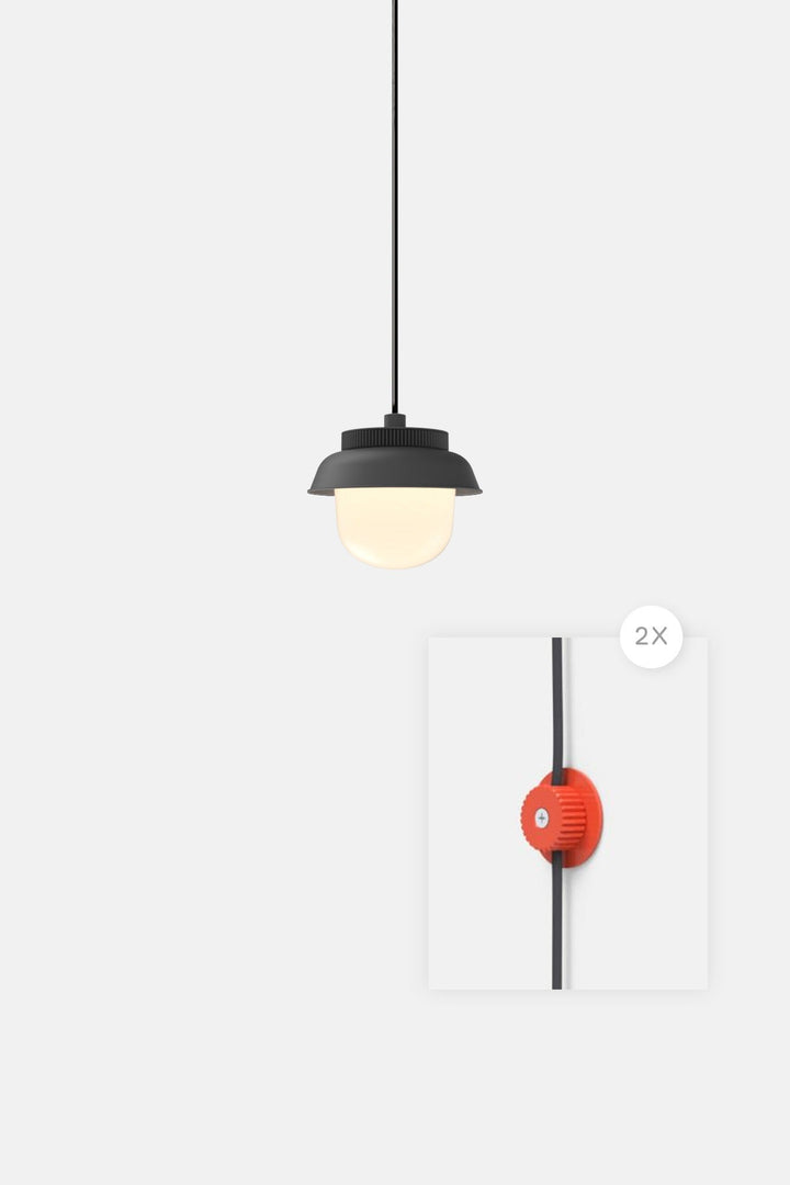 Hoist Pendant Plug - In - Large Glass Diffuser - Small Shade - RBW Lighting - Matte Black - Vermilion - 2700K (warm white) - HORNE