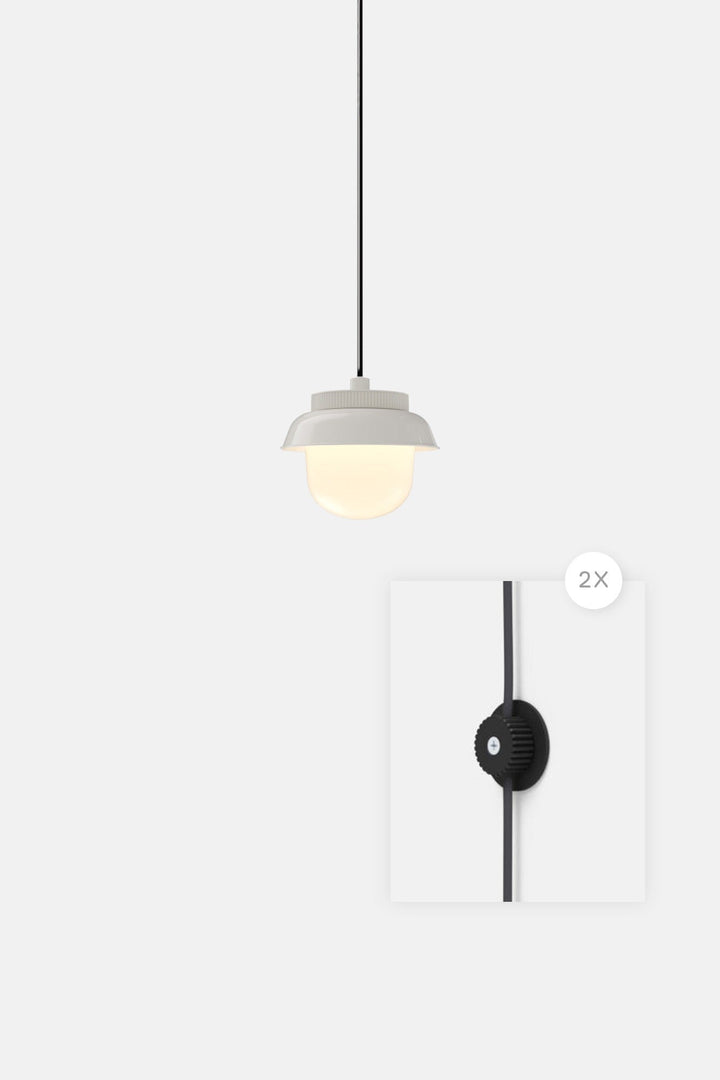 Hoist Pendant Plug - In - Large Glass Diffuser - Small Shade - RBW Lighting - Cream White - Matte Black - 2700K (warm white) - HORNE