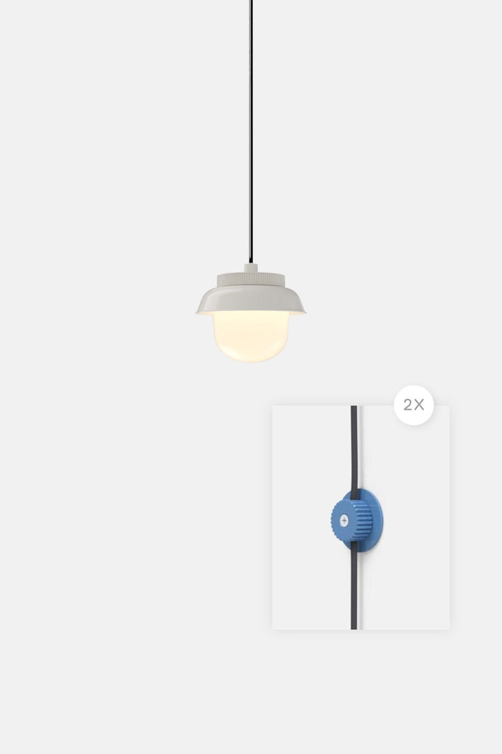 Hoist Pendant Plug - In - Large Glass Diffuser - Small Shade - RBW Lighting - Cream White - Blue Gloss - 2700K (warm white) - HORNE