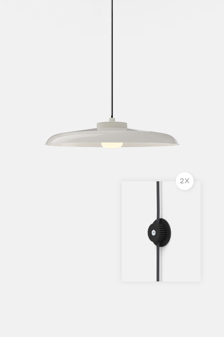 Hoist Pendant Plug - In - Small Glass Diffuser - Large Shade - RBW Lighting - Cream White - Matte Black - 2700K (warm white) - HORNE