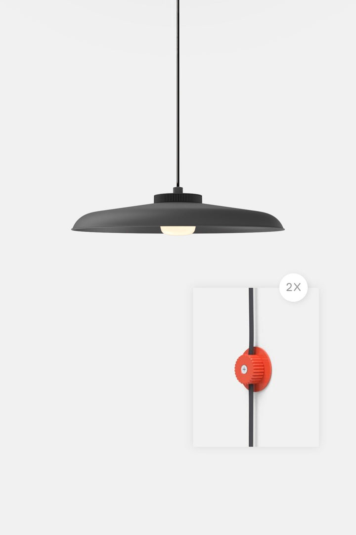Hoist Pendant Plug - In - Small Glass Diffuser - Large Shade - RBW Lighting - Matte Black - Vermilion - 2700K (warm white) - HORNE