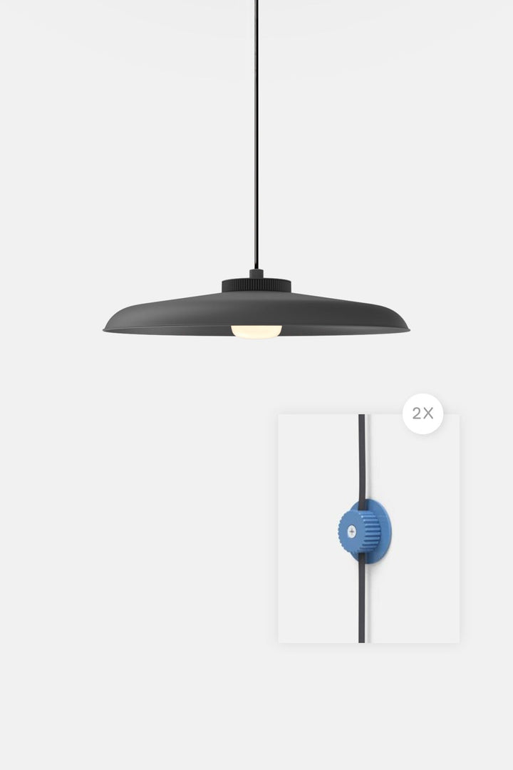Hoist Pendant Plug - In - Small Glass Diffuser - Large Shade - RBW Lighting - Matte Black - Blue Gloss - 2700K (warm white) - HORNE