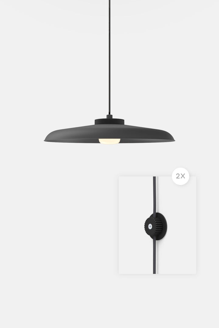 Hoist Pendant Plug - In - Small Glass Diffuser - Large Shade - RBW Lighting - Matte Black - Matte Black - 2700K (warm white) - HORNE