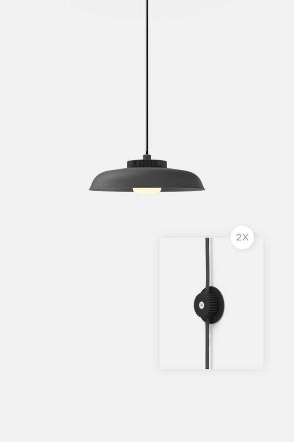Hoist Pendant Plug - In - Small Glass Diffuser - Medium Shade - RBW Lighting - Matte Black - Matte Black - 2700K (warm white) - HORNE