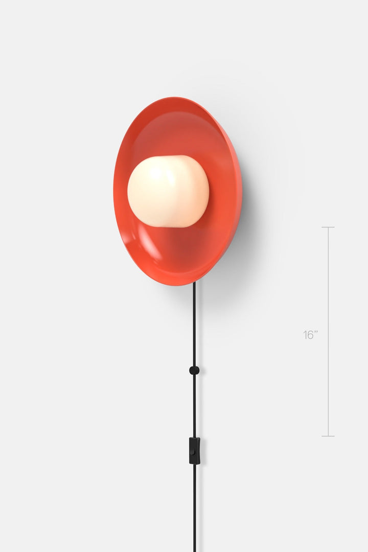 Hoist Sconce Corded - Large Glass Diffuser - Medium Shade - RBW Lighting - Vermilion - Corded Plug - in (Bottom) / 120V Input - 2700K (warm white) - HORNE