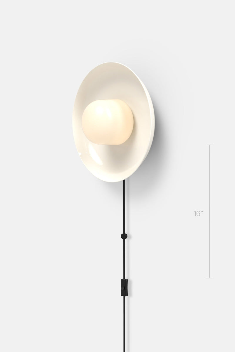 Hoist Sconce Corded - Large Glass Diffuser - Medium Shade - RBW Lighting - Cream White - Corded Plug - in (Back) / 120V Input - 2700K (warm white) - HORNE