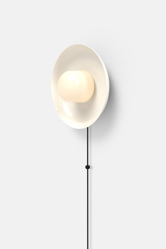 Hoist Sconce Corded - Large Glass Diffuser - Medium Shade - RBW Lighting - Cream White - Corded Plug - in (Back) / 120V Input - 3000K (soft white) - HORNE